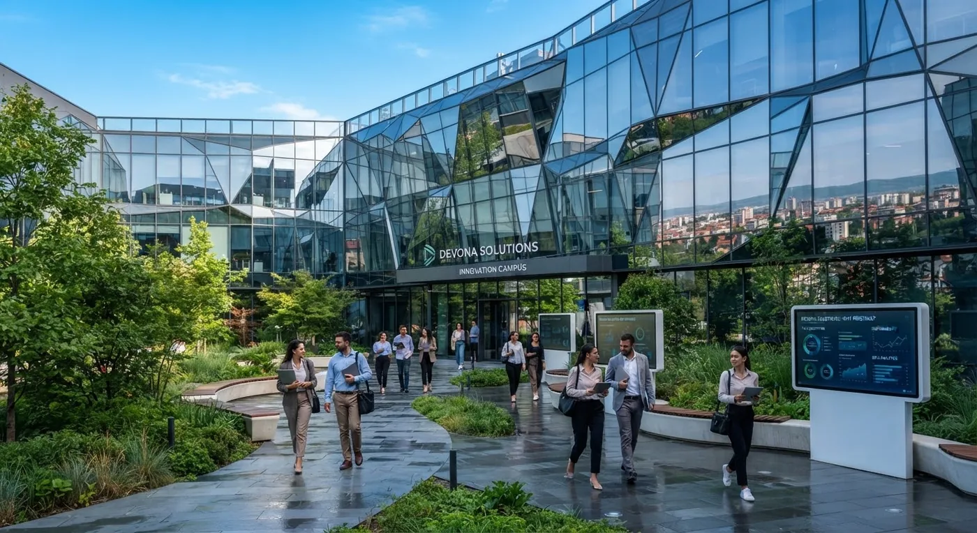 Illustrative image of a modern innovation campus