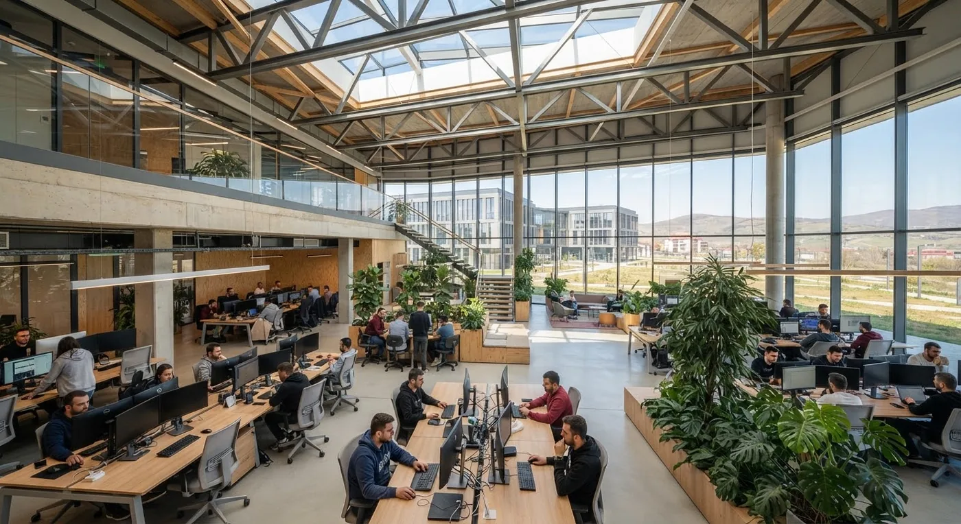 Illustrative image of a contemporary technology workspace